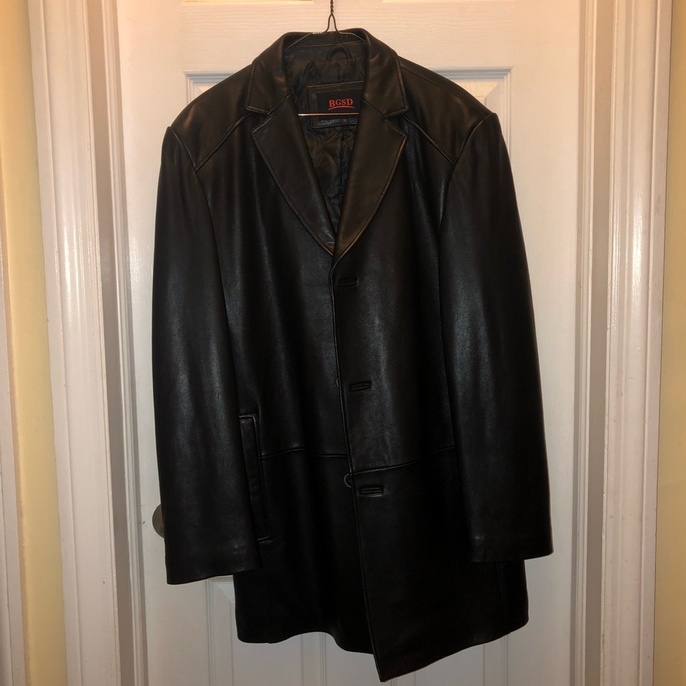 MENS BGSD MEDIUM BLACK LEATHER JACKET - Picture 2 of 4